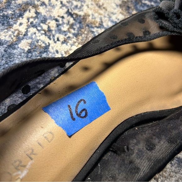 Torrid Black Polka Dot Mesh Pointed Flats Size 9 Wide - Picture 11 of 11